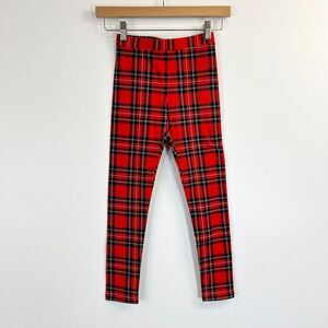 J.Crew Girls Leggings‎ Plaid Tartan Sz 8 Red Skinny Elastic Wist Christmas Pants